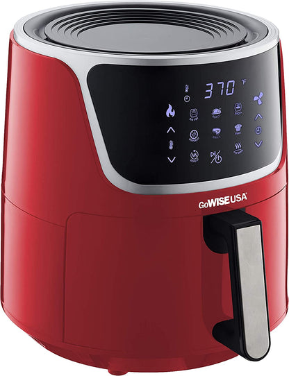 GW22957 7-Quart Electric Air Fryer with Dehydrator & 3 Stackable Racks, Digital Touchscreen with 8 Functions + Recipes, 7.0-Qt, Red/Silver